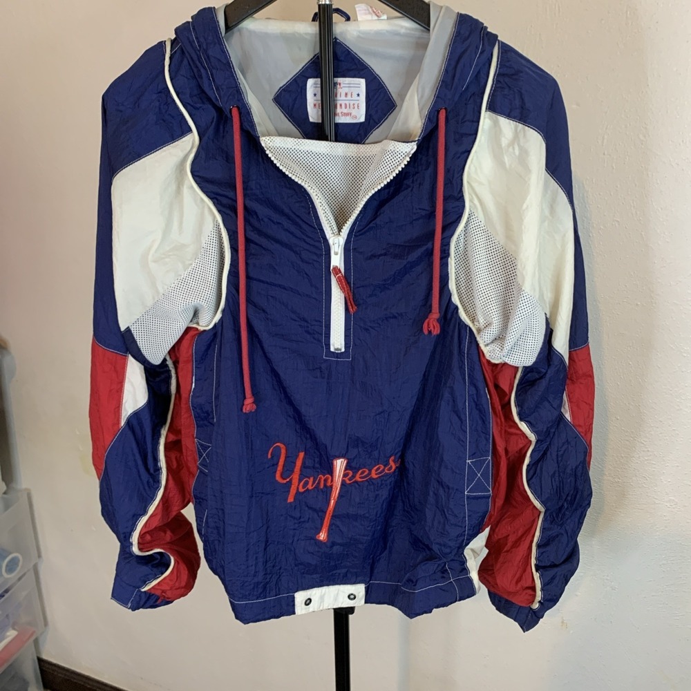Vintage 90s NY Yankees Windbreaker Jacket Youth Large 14/16 Genuine Stuff MLB